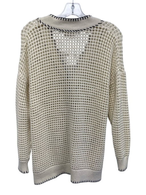 Frame Size S Cream & Black Cotton Blend Crochet Button Front Cardigan Cream & Black / S