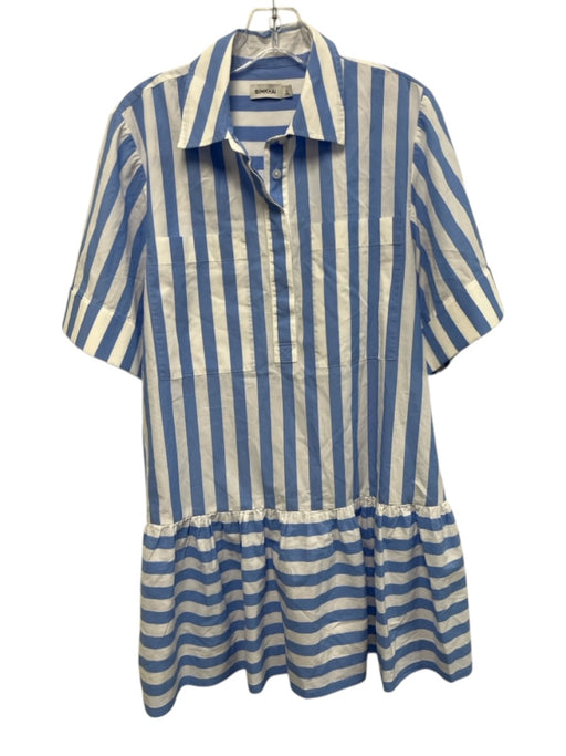 Simkhai Size M Blue & White Cotton Stripe Short Sleeve Mini Dress Blue & White / M