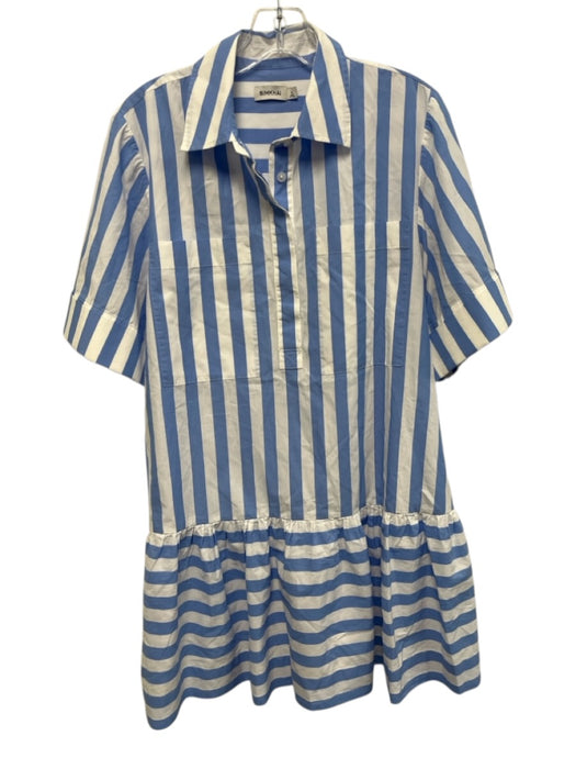 Simkhai Size M Blue & White Cotton Stripe Short Sleeve Mini Dress Blue & White / M