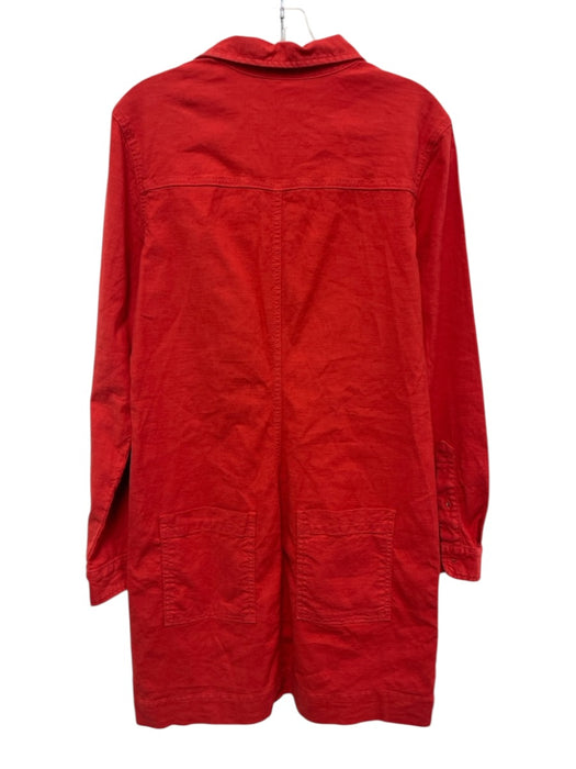 Frank & Eileen Size S Red Cotton Blend Button Down Long Sleeve Above Knee Dress Red / S