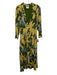 Farm Rio Size XS Green, Yellow, Blue Pleat Detail Botanical Wrap Maxi Dress Green, Yellow, Blue / XS
