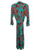 L'agence Size XS Turquoise & Red Silk Geometric Button Down Midi Dress Turquoise & Red / XS