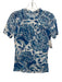 L'agence Size S White & Blue Mesh Floral Round Neck short sleeve Top White & Blue / S