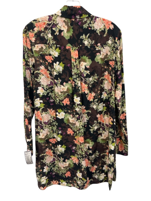 Alice + Olivia Size S Black, Green, Multi Floral Button Down Long Sleeve Top Black, Green, Multi / S