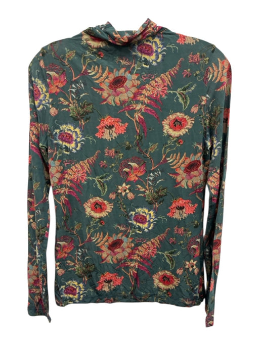 Ulla Johnson Size S Green, Pink, Multi Floral Turtleneck Long Sleeve Top Green, Pink, Multi / S