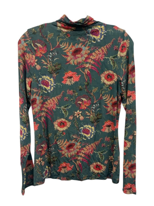 Ulla Johnson Size S Green, Pink, Multi Floral Turtleneck Long Sleeve Top Green, Pink, Multi / S