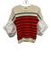 Nude Size 40 / s Cream, Red, Black Cotton Knit Stripe Pleat Detail Top Cream, Red, Black / 40 / s