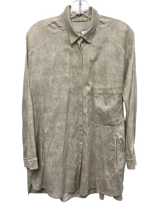 Transit Par Such Size 2 Beige Button Down Patch Pocket Long Sleeve Top Beige / 2