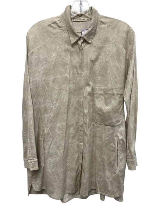 Transit Par Such Size 2 Beige Button Down Patch Pocket Long Sleeve Top Beige / 2