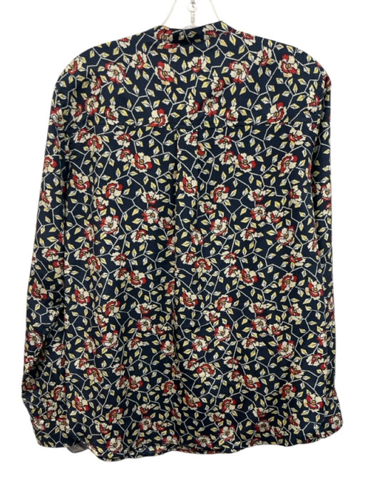 Isabel Marant Size S Navy, Red, Yellow Patch Pocket Floral Button Down Top Navy, Red, Yellow / S