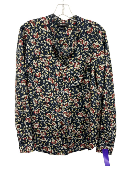 Isabel Marant Size S Navy, Red, Yellow Patch Pocket Floral Button Down Top Navy, Red, Yellow / S