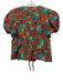 Ulla Johnson Size 4 Orange, Blue, Green Cotton Abstract Leaves Puff Sleeve Top Orange, Blue, Green / 4