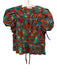 Ulla Johnson Size 4 Orange, Blue, Green Cotton Abstract Leaves Puff Sleeve Top Orange, Blue, Green / 4
