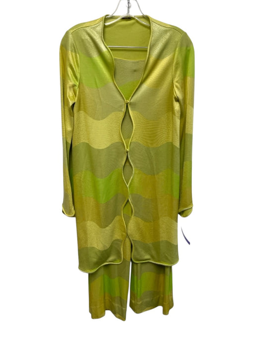 Alexis Size XS Lime Green & Yellow Viscose Blend Button Closure Pant Set Lime Green & Yellow / XS
