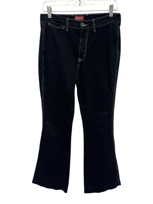 Johnny Was Size 26 Black Cotton Blend Contrast Stitch High Rise Flare Jeans Black / 26