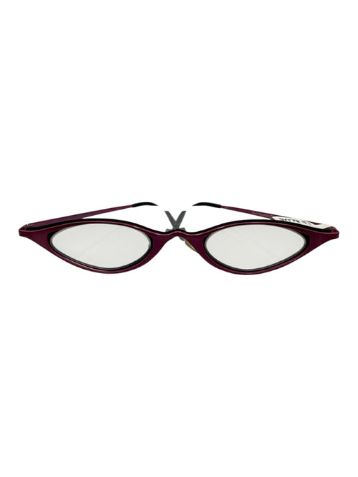 Theo Belgium Pink Metal Narrow Cat Eye Glasses Pink