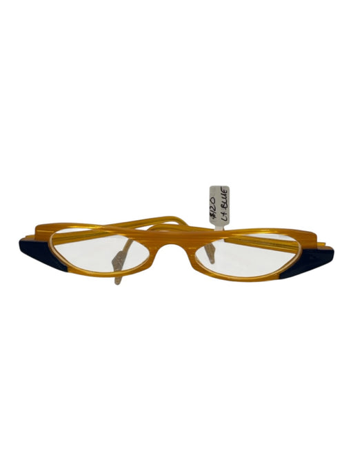 Theo Belgium Yellow & Blue Acetate Colorblock Rectangle Glasses Yellow & Blue