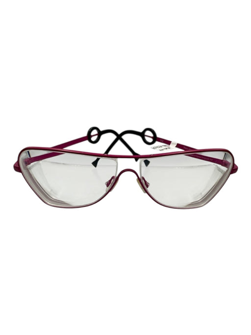 Theo Belgium Pink Metal Colorblock Aviator Glasses Pink