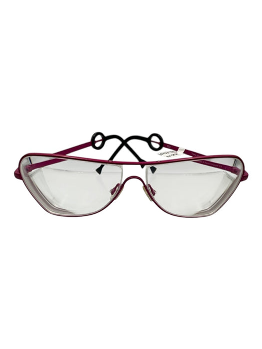Theo Belgium Pink Metal Colorblock Aviator Glasses Pink