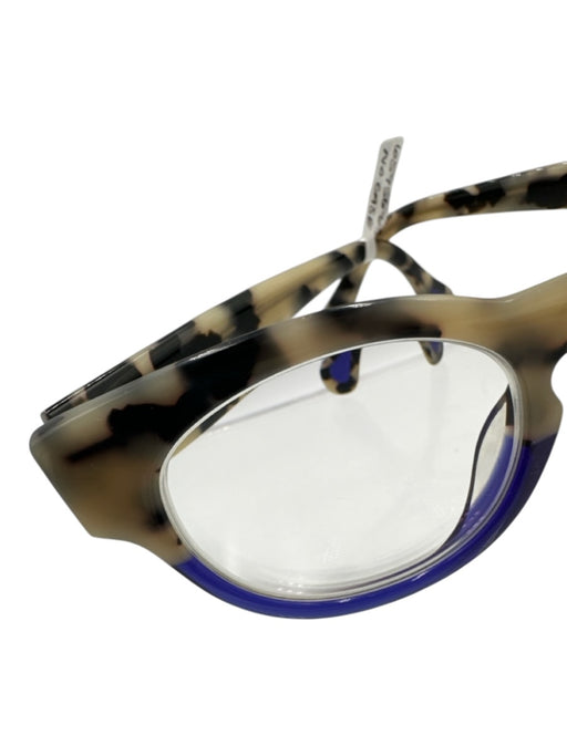 Theo Belgium Black, Cream, Blue Acetate Colorblock Round Glasses Black, Cream, Blue
