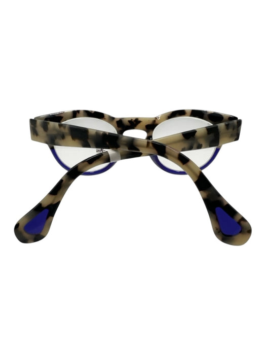 Theo Belgium Black, Cream, Blue Acetate Colorblock Round Glasses Black, Cream, Blue