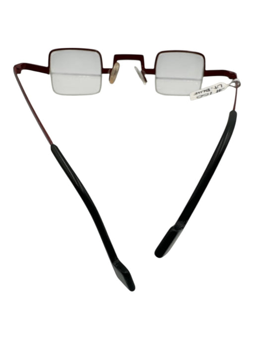 Theo Belgium Red & Black Metal micro Colorblock Square Glasses Red & Black