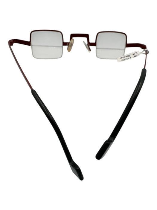 Theo Belgium Red & Black Metal micro Colorblock Square Glasses Red & Black