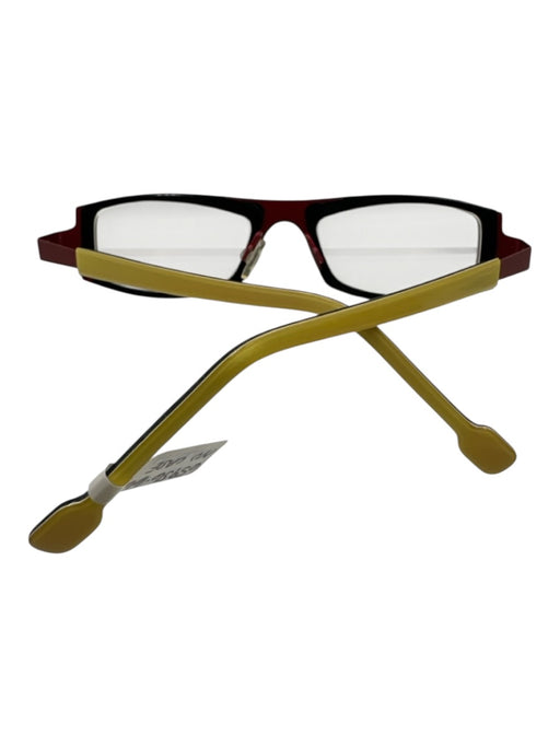 Theo Belgium Yellow & red Metal Acetate Colorblock Rectangle Glasses Yellow & red