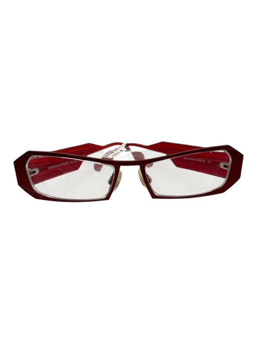 Theo Belgium Red Acetate Rectangle Glasses Red