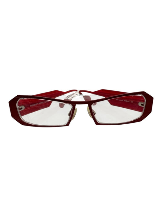Theo Belgium Red Acetate Rectangle Glasses Red