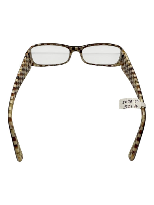 Alain Mikli Brown & Cream Acetate Checkered Rectangle Glasses Brown & Cream