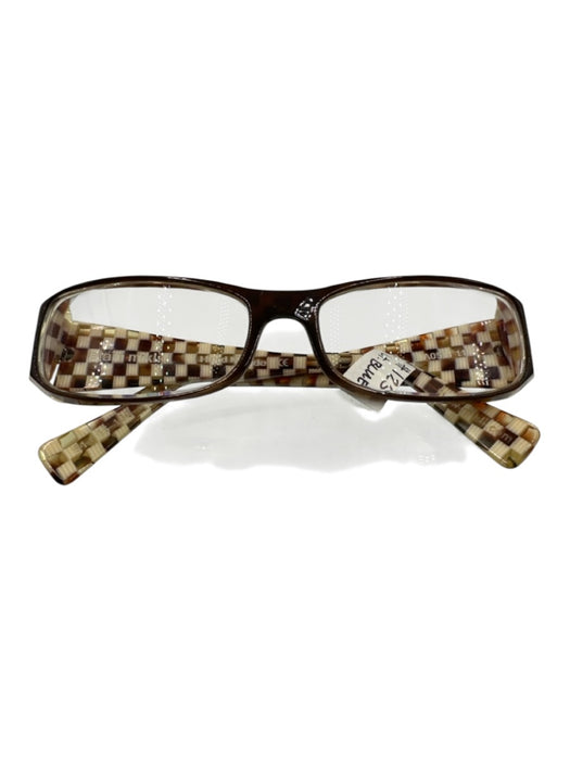 Alain Mikli Brown & Cream Acetate Checkered Rectangle Glasses Brown & Cream