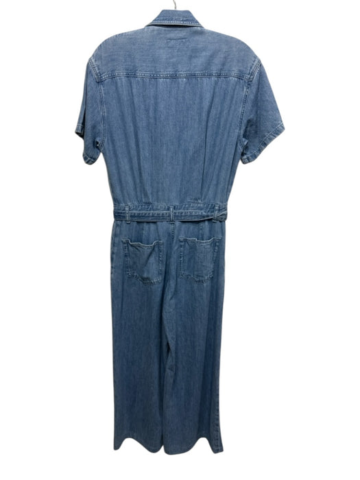 Rag & Bone Size S Blue Wash Cotton Blend Button Front Tie belt Denim Jumpsuit Blue Wash / S