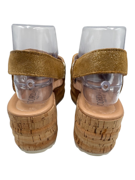 Cordani Shoe Size 38 Gold & Beige Leather Cork Criss Cross Platform Sandals Gold & Beige / 38