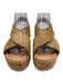 Cordani Shoe Size 38 Gold & Beige Leather Cork Criss Cross Platform Sandals Gold & Beige / 38