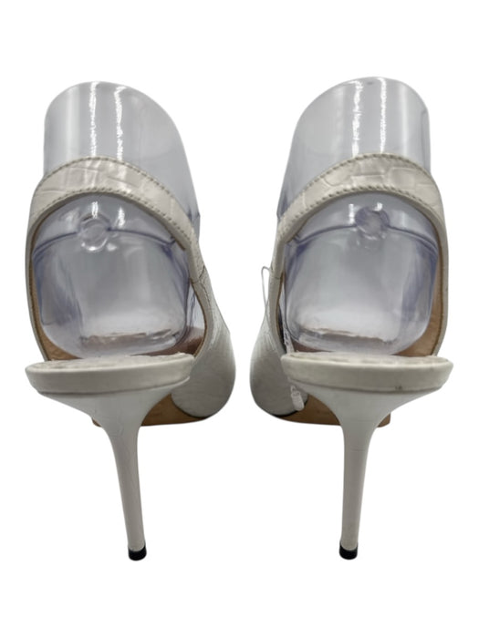 Jimmy Choo Shoe Size 39 White Leather Croc Embossed Slingback Pointed Toe Pumps White / 39
