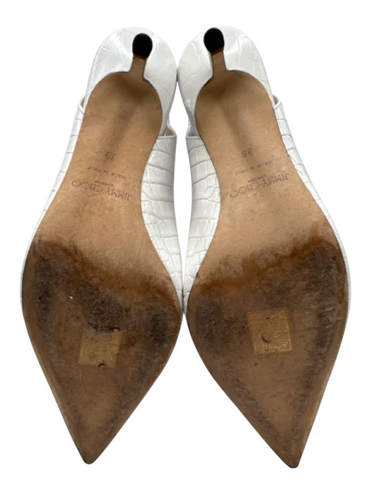 Jimmy Choo Shoe Size 39 White Leather Croc Embossed Slingback Pointed Toe Pumps White / 39