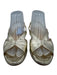 Cervone Shoe Size 38 Gold Leather Crinkle Metallic Detail Low Heel Sandals Gold / 38