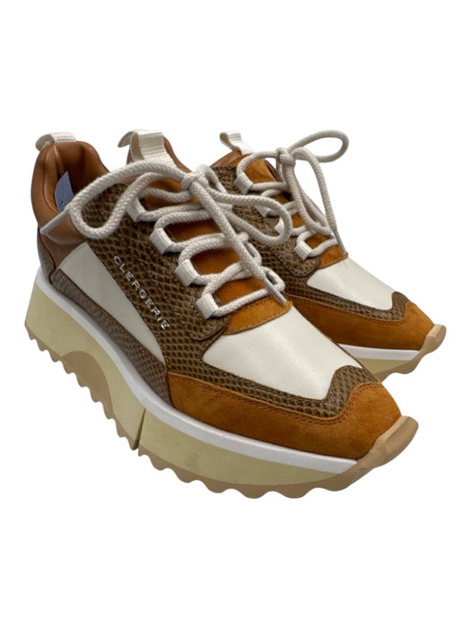 Clergerie Shoe Size 39 Brown, White, Beige Leather Synthetic embossed Sneakers Brown, White, Beige / 39