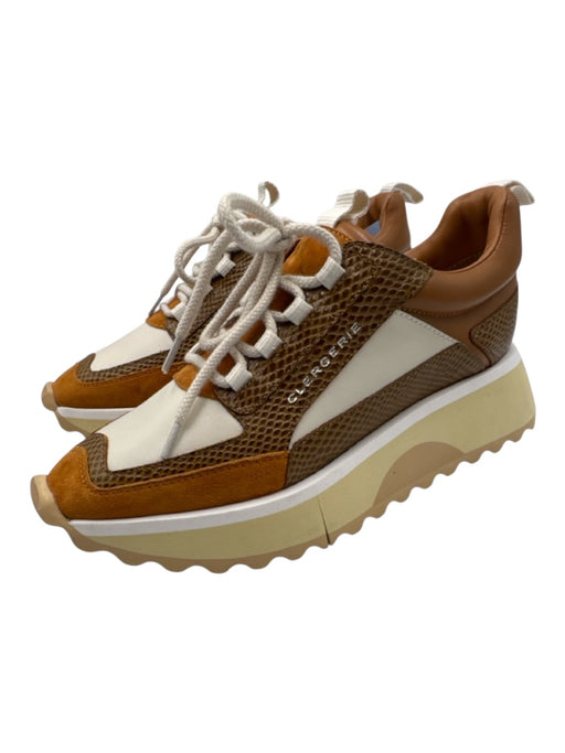 Clergerie Shoe Size 39 Brown, White, Beige Leather Synthetic embossed Sneakers Brown, White, Beige / 39