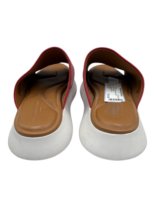 Clergerie Shoe Size 37 Red & White Leather Slide Platform Sandals Red & White / 37