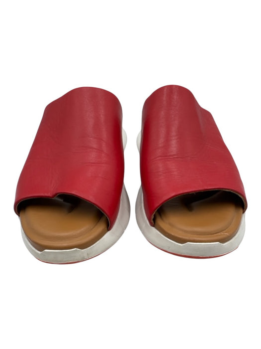 Clergerie Shoe Size 37 Red & White Leather Slide Platform Sandals Red & White / 37