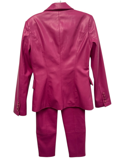 Milly Size 4 / 27 Hot pink PU Leather Tapered Double Breasted Blazer Pant Set Hot pink / 4 / 27