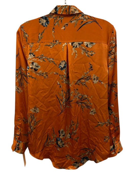 Equipment Femme Size XS Orange, Blue, Beige Silk Floral Long Sleeve Top Orange, Blue, Beige / XS