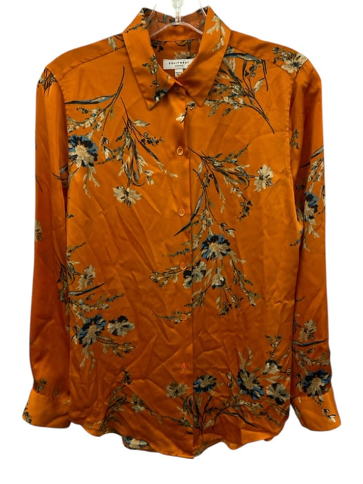 Equipment Femme Size XS Orange, Blue, Beige Silk Floral Long Sleeve Top Orange, Blue, Beige / XS