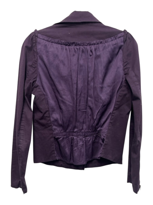 See By Chloe Size 4 Purple Cotton Blend Asymmetric Zip Zip Pockets Collar Jacket Purple / 4