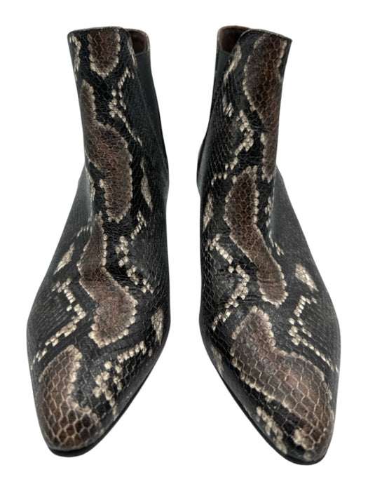 Pedro Garcia Shoe Size 39 Black, Brown, Cream Leather Upper Elastic Side Booties Black, Brown, Cream / 39