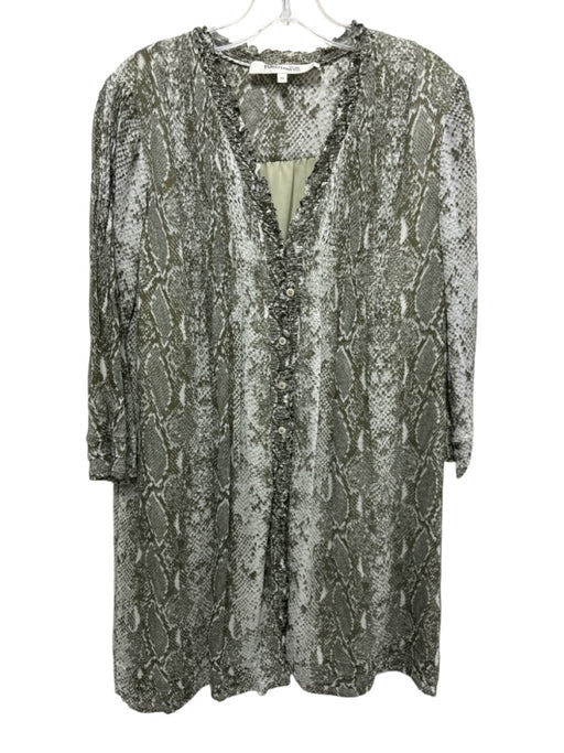 Diane Von Furstenberg Size XS Green & White No Fabric Tag Snake Print Dress Green & White / XS