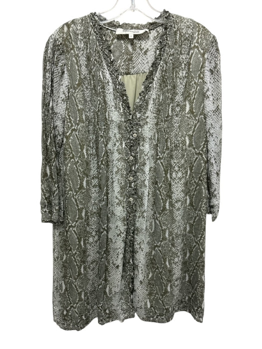 Diane Von Furstenberg Size XS Green & White No Fabric Tag Snake Print Dress Green & White / XS