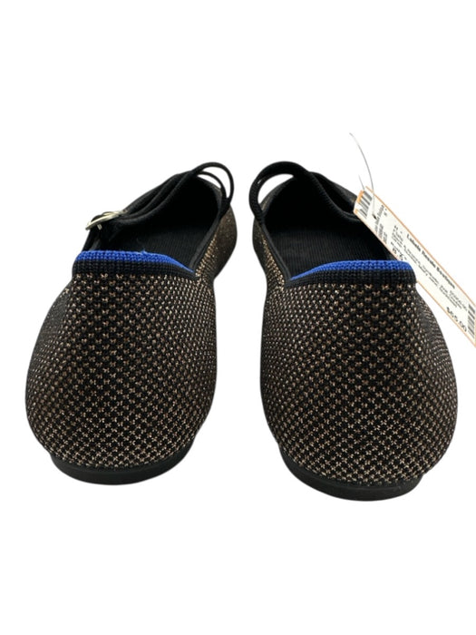 Rothy's Shoe Size 8.5 Black & Bronze Synthetic Knit Double Strap Buckle Flats Black & Bronze / 8.5